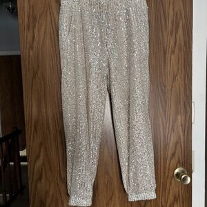 Sequin jogger pants